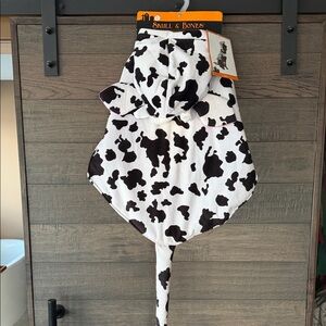 Skull & Bones Black and White Cow Print Dog Hoodie